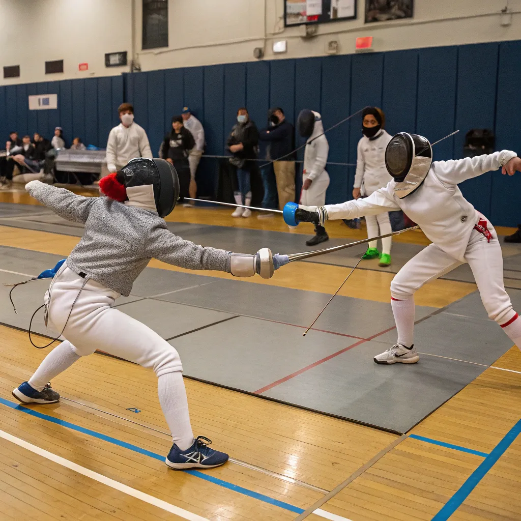 Fencing class in action
